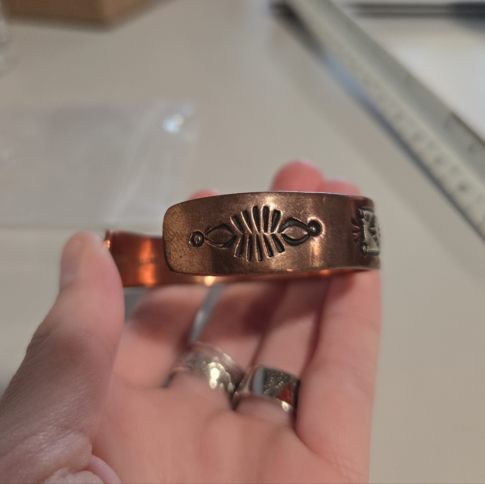 Copper Sterling Silver Native Cuff - image 6